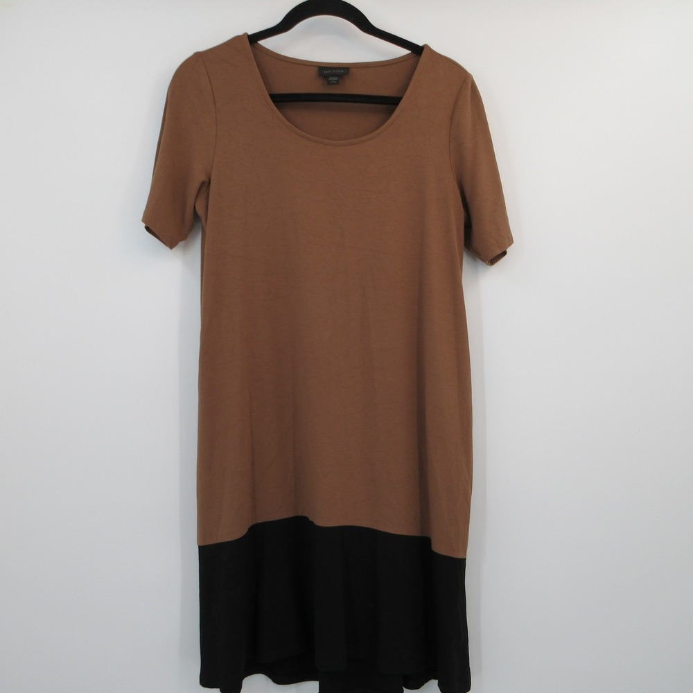 J. Jill Wearever Brown Black Colorblock Short Sleeve Shift Dress Petite S